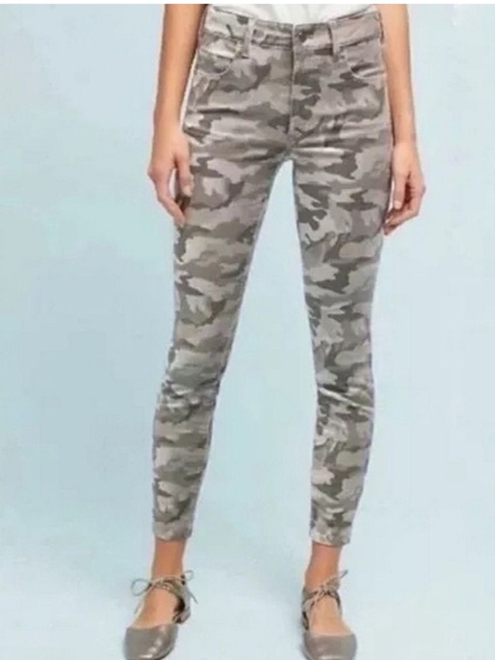 Anthropologie Pilcro and the Letterpress High Rise Skinny Gray Velvet Camo Pants